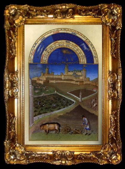 framed  LIMBOURG brothers Les trs riches heures du Duc de Berry: Mars (March) wf, ta009-2